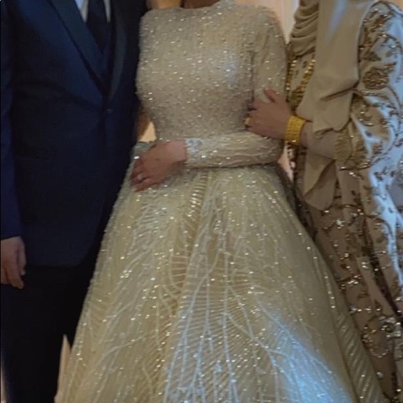 Wedding dress heavy embellished beaded long sleeve - Picture 12 of 13